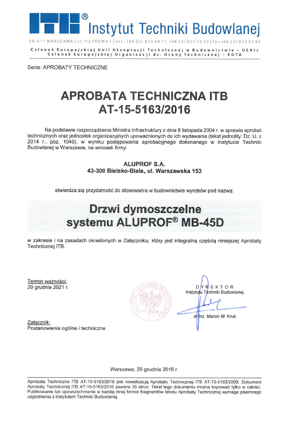 Aprobata Techniczna ITB — AT-15-5163-2016
