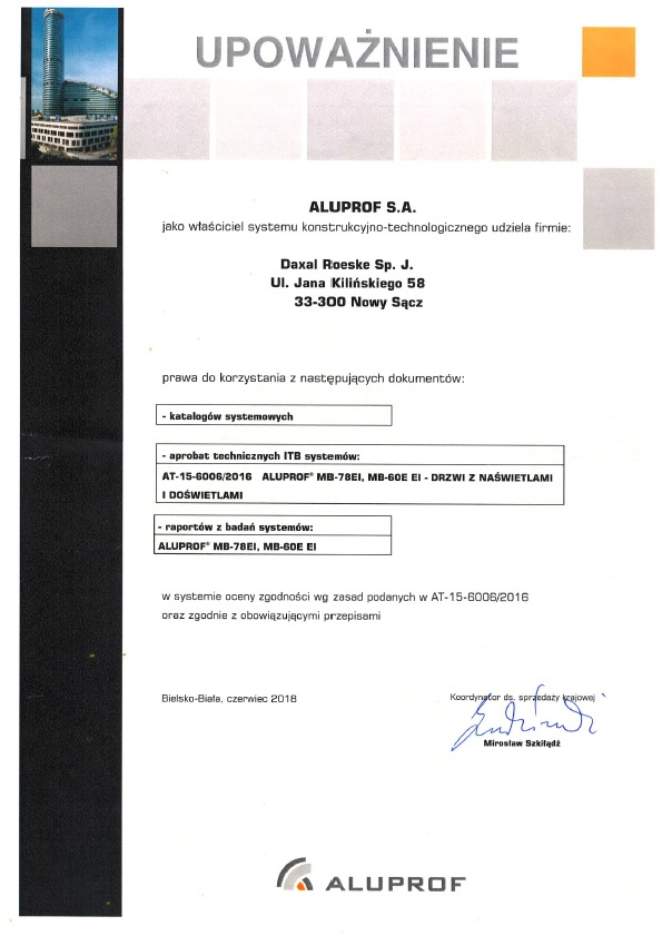 Upoważnienie — Aluprof